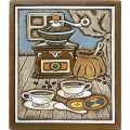 Keramický obrázek - mlýnek a káva